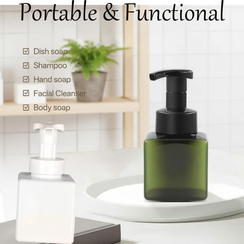 12 Piece 250ml Foam Soap Dispenser, Travel Foam Dispenser. Refillable Plastic Pump Hand Soap Bottle, Travel Essentials, Clear Container for Bathroom Vanity