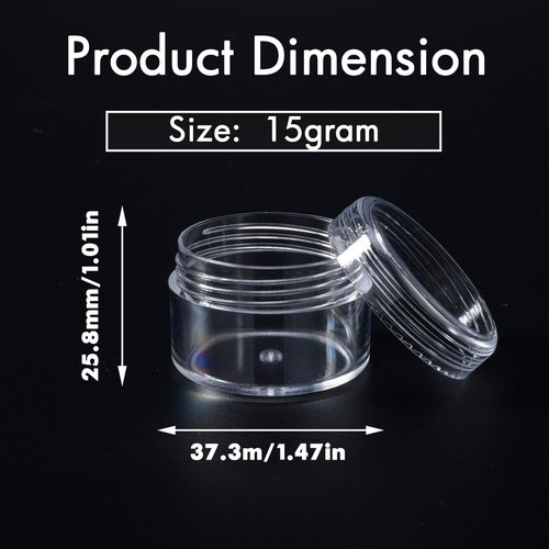 15 Grams Small Plastic Jars with Lids, 12 Pack Travel Cosmetic Containers, Empty Sample Jars with Lids, Body Butter Jars with Lidss and Makeup Spoons