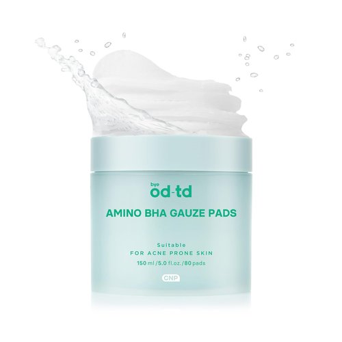 bye od-td Amino BHA Pads (80 Count) - Pre-Soaked Oil Control Cotton Pads for Gentle Exfoliation, Soothing & Hydration, Korean Skin Care. Amino Acid, Salicylic Acid, Tea Tree