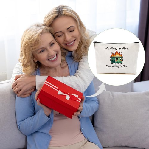 DHKG White Elephant Gifts Dumpster Fire Gifts Makeup Bag, Funny Dumpster Bag,Dumpster Fire Cosmetic Bags for Women, Inspirational Positive Encouragement Gifts for Women Zipper Pouch