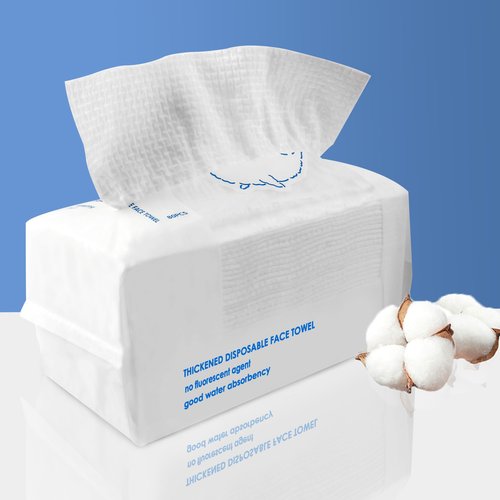 Thick Disposable Face Towels, 100% Cotton Biodegradable Facial Wipes, Ultra Soft Face Towels for Drying, Face Towelettes Disposable Multi-Purpose for Cleansing, Skincare and Makeup Remover, 80 Count