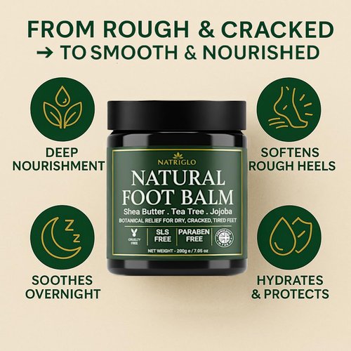 Organic Tea Tree Foot Balm for Dry Cracked Feet & Heels - Intensive Callus Remover & Foot Repair Cream with Shea Butter - Moisturizer for Rough Hard Skin & Cracked Heel Treatment for Men & Women