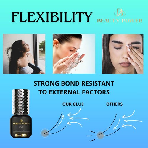 Eyelash Extension Adhesive Glue Star - Beauty Power - Extremely-Fast 0.5-1-Second Drying Time - 10 Weeks Retention - Professional-Grade, 0.17fl.oz / 5ml (Clear Finish)