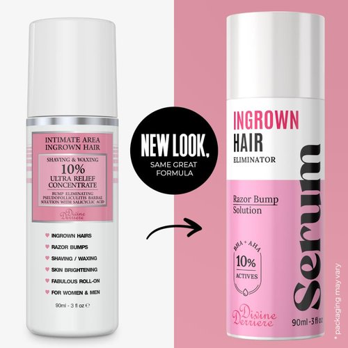 Divine Derriere Save 10% on Ingrown Hair and Razor Bumps Minimizer Duo – After Shave Repair Serum for Ingrowns and Razor Burns roll-on with Razor Bump Stopper pads