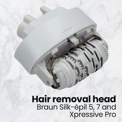 Braun Replacement Hair Removal Head 67030946 Compatible with Braun Silkepil 7 Xpressive Pro and Braun Silk Epil 5, White