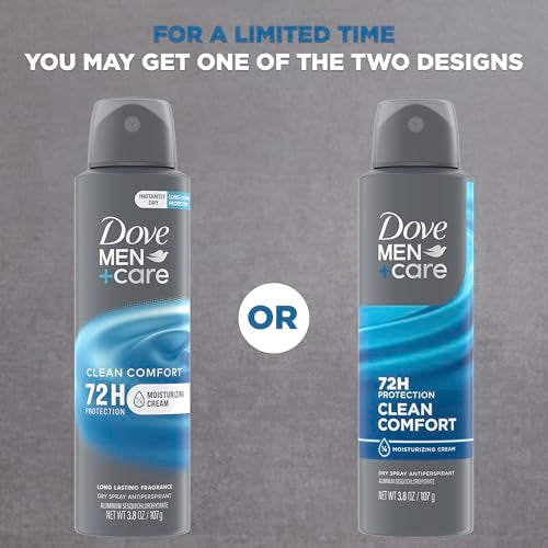 Dove Men+Care Antiperspirant Dry Spray Deodorant for Men Clean Comfort 72 Hour Sweat and Body Odor Protection - 3.8 oz 3 Count