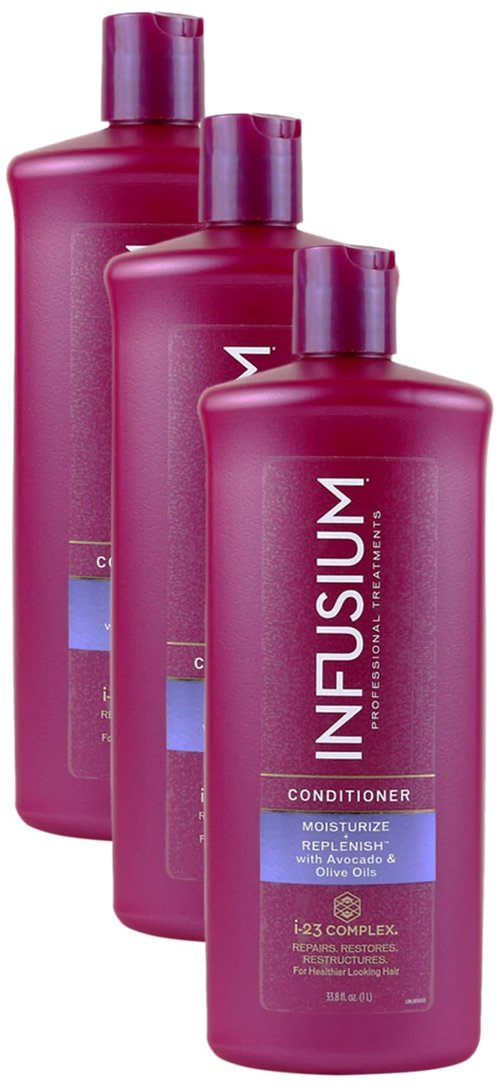Infusium Moisturize and Replenish Professional Conditioner, Avocado & Olive Oil, Classic Light and Soothing Scent, 33.8 Fl Oz (Pack of 3)
