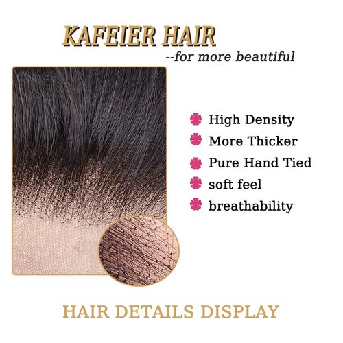 KAFEIER 6x6 Hd Lace Closure Front Brazilian Human Hair With Baby Hair Straight Wave Pre Plucked Lace Closure Free Part Bleached Knot Brazilian Virgin Hair Natural Color 12 inch