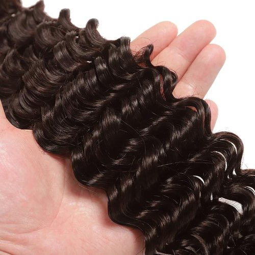 Brown Human Hair Bundles #4 Deep Wave 3 Bundles 10 12 14 inch Brazilian Unprocessed Virgin Hair Chocolate Brown Wet and Wavy Bundle