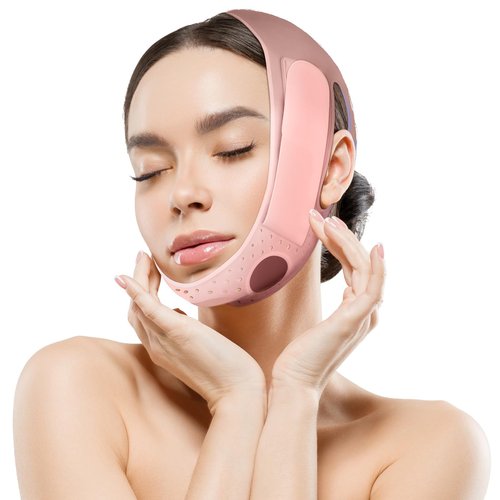 JUSRON V-Line Mask Chin Up Mask Face Strap, Soft Silicone Chin Strap V Shaped Face Mask, Jaw Exerciser 23-27 Inches