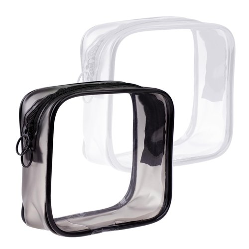 Sliverdew 2 PCS Small Clear Makeup Bags Zipper Pouch Mini Cosmetic Bag White Black Toiletry Bag for Men Purse Essentials Items Women Purse Travel Accessories