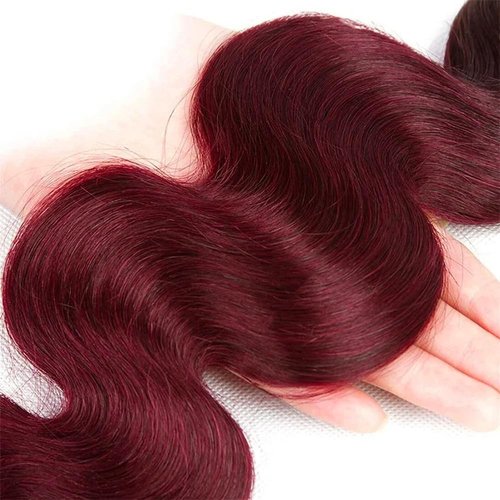 99J Burgundy Human Hair Bundles Body Wave 24 Inch 12A Wine Red Double Weft Brazilian Bundles Human Hair Extensions 1 Pack