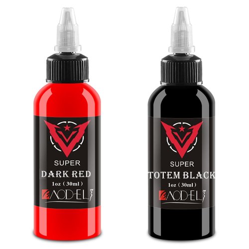 AYCOS Classic Tattoo Ink Set - Black & Red - 30ml Each (1 Bottle Black * 1 Bottle Red)