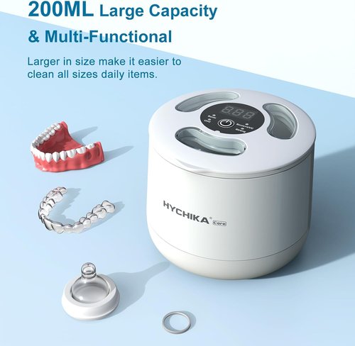 Ultrasonic Retainer Cleaner Machine,45kHz High Frequency,4 Upgraded Modes, Ultrasonic Retainer Cleaner,200ML Dental Cleaning Pod,for Retainers,Night Guards,Aligner,Braces etc.,Iceberg White
