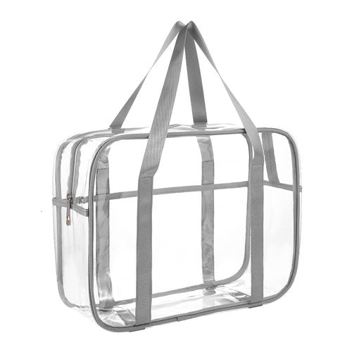 UEOE Large Thick PVC Zippered Bags - Cosmetic Makeup Toiletry Bags For Daily Work, Travel, Sports (Grey)