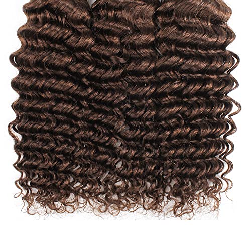 28 30 32 inch Dark Brown Bundles Human Hair #4 Deep Wave Bundle Chocolate Brown Human Hair Bundles #4 Wet and Wavy Bundle