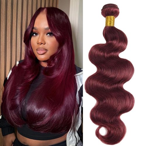 99J Burgundy Human Hair Bundles Body Wave 20 Inch 12A Wine Red Double Weft Brazilian Bundles Human Hair Extensions 1 Pack
