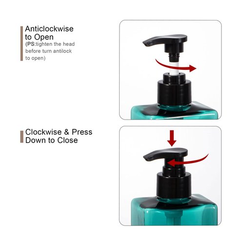 Plastic Shampoo and Conditioner Dispenser, Yeeco Refillable Pump Bottles Blue Shampoo Dispenser 16.9oz/500ml Shampoo Bottles with Pump 3 Packs for Bathroom, Kitchen, Hotel - Lake Blue