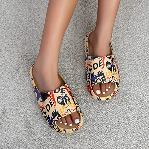 Unisex Pillow Slippers Slides for Women and Men, EVA Comfort Super Soft Quick Drying Rubber Shower Cloud Slides, Lightweight Spa Massage Summer Sandals for Adult Couples Indoor and Outdoor