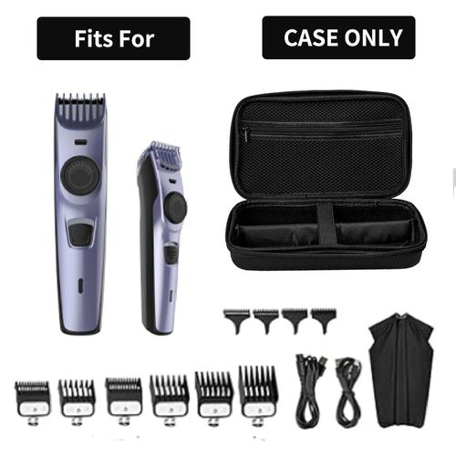 Janebert Hard Travel Case for Hair Clippers, Hair Cutting Barber Supplies Holder, Trimmer Organizer Storage Bag for Ufree/Hatteker/Oneisal/Wahl 5Star/Andis Men Razor Guard Grooming Kits (Black)