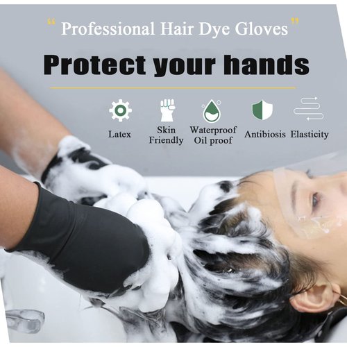 VOVCIG 1 Left+1 Right Hair Dye Gloves, 1 Pairs Professional Hair Coloring Accessories Dye Gloves Reusable for Hair Salon Hair Dyeing, Black