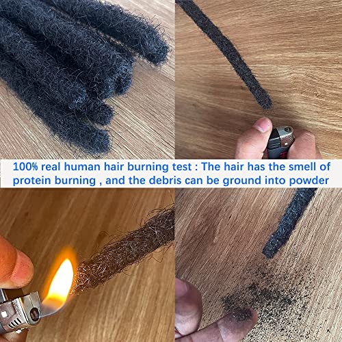 6inch 50 Strands Human Hair Dreadlock Extensions for Women/men 0.6cm Thickness 50 Strands 100% Handmade Can Be Dyed,Curled and Bleached Natural Black Permanent Loc Extensions Real Human Hair