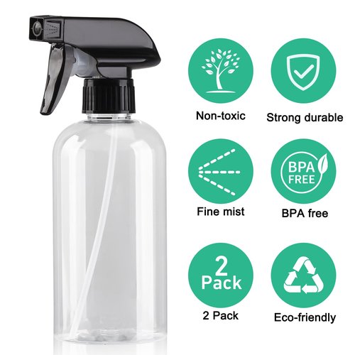Aurnoet Spray Bottle for Plant - 12.85oz/380ml Fine Mister Plastic Empty Spray Bottles, Clear Water Spray Bottle for Plants, Hair, Cleaning - BPA Free - Leak Proof