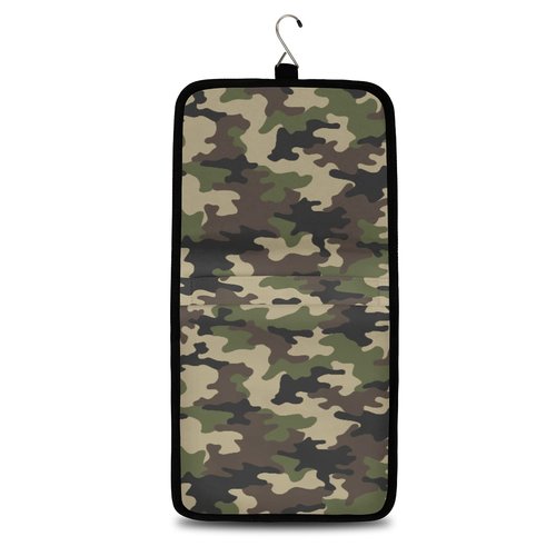 Bardic Green Camouflage Hanging Toiletry Bag Portable Hanging Travel Makeup Bags Waterproof Large Cosmetic Bag Travel Toiletry Kit for Women Girls