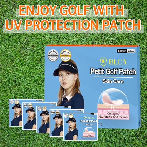 BLOCK&CARE Golf Patches for Sun Protection UV Protection Facial Patches for Outdoor Activities 5Pairs of Sunblock Gel Patches with Skincare Ingredients. (10 PACK, Petit Golf Patch (Medium))