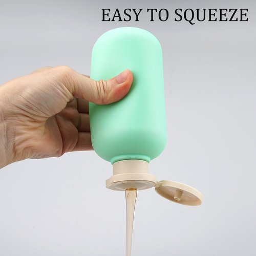 Wowang Squeeze Bottles for Liquild 2 Pcs 6.7oz/200ml Travel Shampoo and Conditioner Bottles for Toiletries Plastic Bottle with Flip Cap Refillable Lotion Container