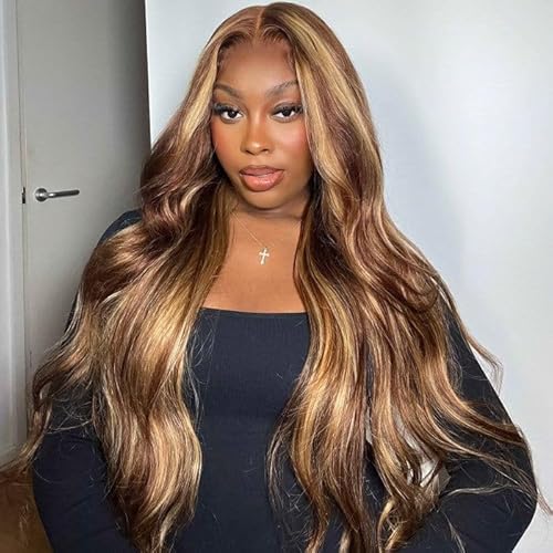 Wiggins Ombre Lace Front Wig Human Hair Body Wave Lace Front Highlight Glueless Wigs Human Hair Pre Everything Ready To Go 5x7 Closure Honey Blonde Wig Pre Plucked 16 Inch