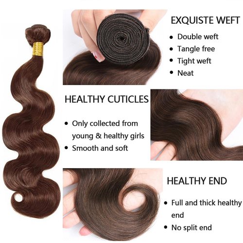 Chocolate Brown Bundles Human Hair Color 4 Body Wave Bundles Niegmeag Brazilian Virgin Remy Hair Single Bundle 18 Inch Brown Body Wave Bundle 100g