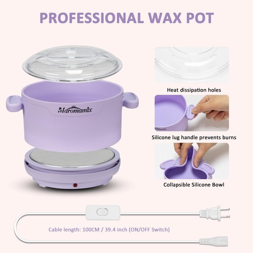 Waxing Kit -Silicone Wax Warmer for Hair Removal with 4 Packs of Hard Wax Beads, Portable Electric Silicone Wax Machine for Full Body Face Eyebrows Bikini Brazilian at Home Waxing Kit for Men Women