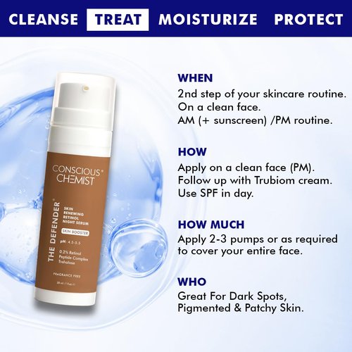 Conscious Chemist® Multi Peptide & 0.2% Retinol Serum | Anti Aging Serum | Boosts Collagen & Reduces Fine Lines, Wrinkles | Probiotics & Cica Water | Fragrance Free, Cruelty Free | 30ml