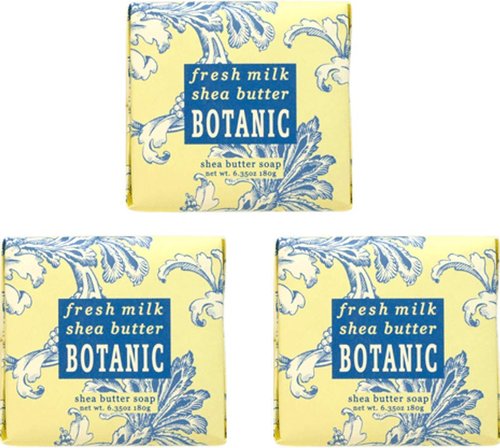Greenwich Bay Cleansing Spa Soap, Shea Butter, and Cocoa Butter. Blended with Loofah and Apricot Seed, No Parabens, No Sulfates 6.35 Ounce (3 Pack) (Fresh Milk)