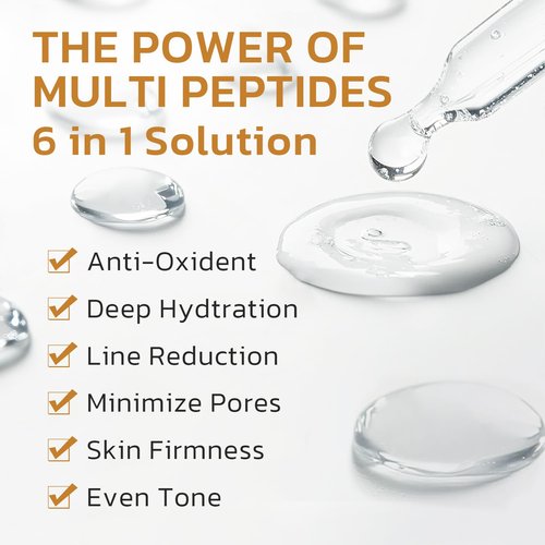 QAH Multi Peptide Anti Wrinkle Firming Serum with Argireline Peptide Smooths Wrinkles & Fine Lines, Vitamin C Face Serum 30ML/1.01fl.oz