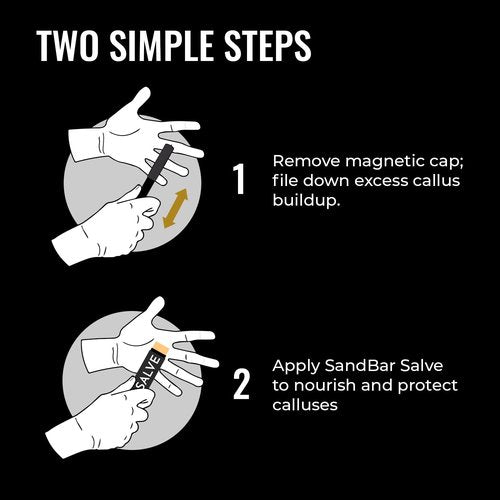 SandBar Callus Removal, Hand Callus Remover Salve Balm Stick for Working Hands, Lightweight Dead Skin Remover Tool Grit Surface, Knurled Handle, Magnetic Cap Hand File 4" - Black