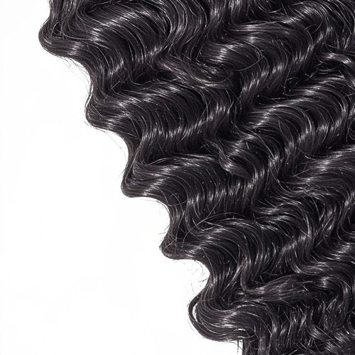 Deep Wave Human Hair Bundles 14 16 18 Inch Curly Weave Bundles Human Hair Unprocessed Native Virgin Hair 100/PC 3 Extensions Natural Black Color 1B Wet and Wavy Human Hair Extensions for Women