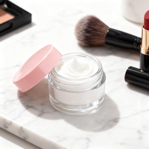 Clear Plastic Cosmetic Jars with White Lids (Pink)