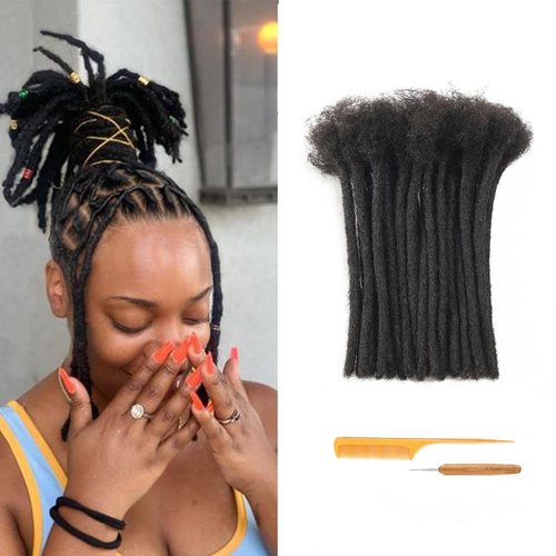 Dreadlock Extensions 0.8cm Thickness 8 Inch 30 Strands 100% Real Human Hair for Man/Women/Kids Full Handmade Permanent Loc Extensions Bundles Can Be Dyed Bleached Curled and Twisted