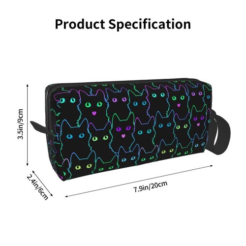 Cute Cat Silhouettes Makeup Bag For Women, Portable Cosmetic Bag Zipper Pouch Travel Toiletry Organizer Bag