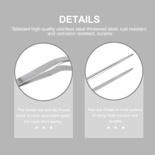 Healifty 3pcs Stainless Steel ENT Tweezers Kitchen Tweezer Bayonet Forceps Beauty Tweezer (Silver)