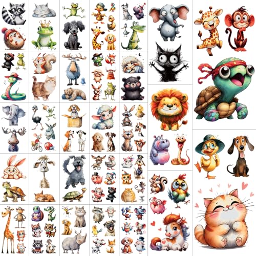 Temporary Tattoos - 30 Sheets Tattoos (Cute Animals)