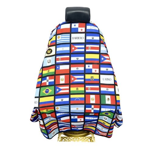 Barber Cape Professional Latino Flags Hair Cutting Cape Capa De Barbero Latino Waterproof Barber Salon Cape, Hair Resistant Barber Cape for Men, Adjustable Neck Closure, Fits All