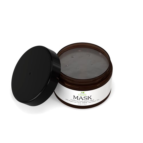 Isabella's Clearly MASK, Deep Pore Cleansing Charcoal Face Mask with Anti Ageing Hyaluronic Acid | Natural Skin Care for Wrinkles, Blackheads, Large Pores, Acne | Includes Applicator Brush