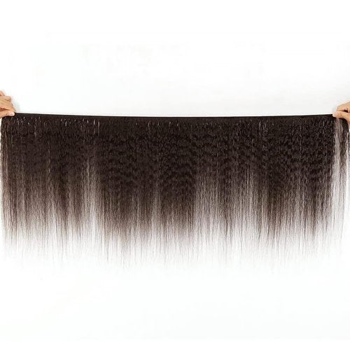 Yaki Straight Human Hair Bundles 24 Inch Kinky Straight Single Bundle #4 Chocolate Brown Human Hair Unprocessed Native Virgin Hair 100g Total 1 Extension Wet and Wavy Human Hair Extensions for Women