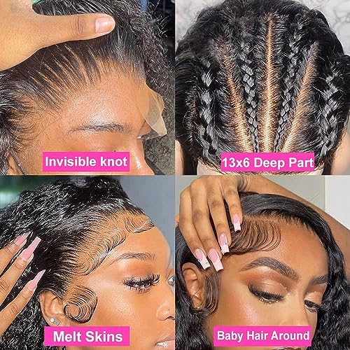 250 Density 13x6 HD Lace Front Wigs Human Hair Upgraded Tiny Knots Real Pre Bleached 26inch Deep Wave Invisible Full Lace Frontal Wig Glueless Curly Wigs Human Hair for Black Women