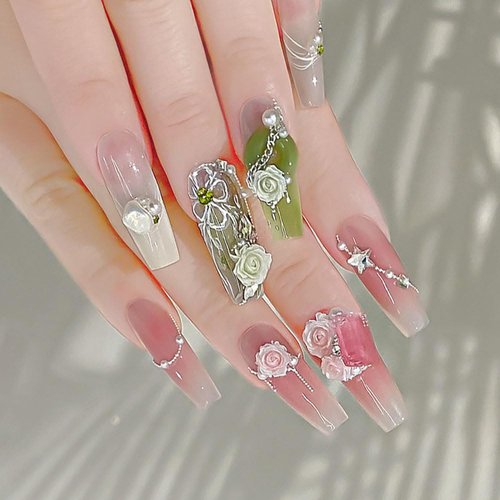 100 Pcs Cute Flower Nail Charms, Mixed Size Floral Charms for Nail Design, 3D Resin Camellia Rose Charm