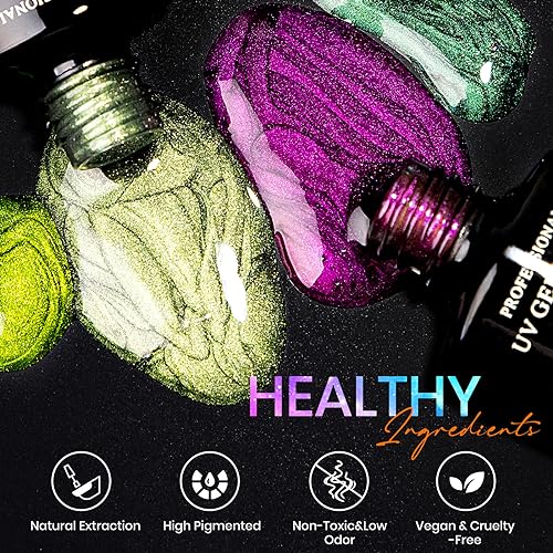 Cat Eye Gel Nail Polish Set - 12 Colors 9D Magnetic Nail Polish Gel Galaxy Cateye Nail Gels Polishes with 1 Black Gels and Magnetic Lamp Cure Required Home Manicure DIY Nail Art