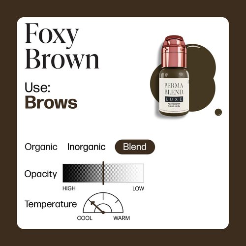 Perma Blend Luxe - Foxy Brown - Vegan Lip Tattoo Ink - Cool Medium Brown Microblading Pigment with Medium Opacity - for Lip Blush & Permanent Makeup - Cruelty-Free (0.5 oz)